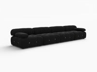 Sofá modular seccional Matrix de 4 plazas en color negro | 4 piezas, tela de terciopelo, gran capacidad