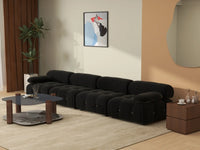 Sofá modular seccional Matrix de 4 plazas en color negro | 4 piezas, tela de terciopelo, gran capacidad