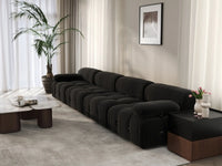 Sofá modular seccional Matrix de 4 plazas en color negro | 4 piezas, tela de terciopelo, gran capacidad