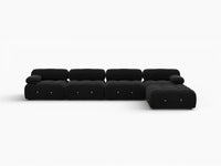 Éther Black 4-Seater L-Shaped Sectionals | 5-Piece (includes 1 ottoman), Velvet Fabric, Fixed Upholstery