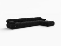 Éther Black 4-Seater L-Shaped Sectionals | 5-Piece (includes 1 ottoman), Velvet Fabric, Fixed Upholstery