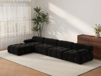 Éther Black 4-Seater L-Shaped Sectionals | 5-Piece (includes 1 ottoman), Velvet Fabric, Fixed Upholstery