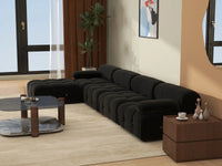 Éther Black 4-Seater L-Shaped Sectionals | 5-Piece (includes 1 ottoman), Velvet Fabric, Fixed Upholstery