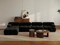 Éther Black 4-Seater L-Shaped Sectionals | 5-Piece (includes 1 ottoman), Velvet Fabric, Fixed Upholstery