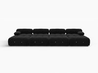 Éther Black 4-Seater Pit Sectionals | 8-Piece (includes 4 ottomans), Velvet Fabric, Fixed Upholstery