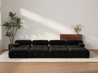 Éther Black 4-Seater Pit Sectionals | 8-Piece (includes 4 ottomans), Velvet Fabric, Fixed Upholstery