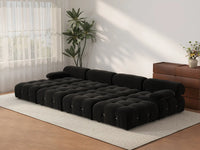 Éther Black 4-Seater Pit Sectionals | 8-Piece (includes 4 ottomans), Velvet Fabric, Fixed Upholstery