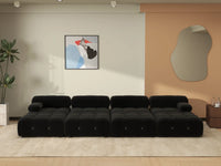 Éther Black 4-Seater Pit Sectionals | 8-Piece (includes 4 ottomans), Velvet Fabric, Fixed Upholstery