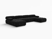 Éther Black 4-Seater U-Shaped Sectionals | 6-Piece (includes 2 ottomans), Velvet Fabric, Fixed Upholstery