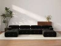 Éther Black 4-Seater U-Shaped Sectionals | 6-Piece (includes 2 ottomans), Velvet Fabric, Fixed Upholstery