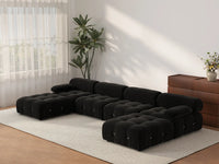 Éther Black 4-Seater U-Shaped Sectionals | 6-Piece (includes 2 ottomans), Velvet Fabric, Fixed Upholstery