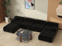 Éther Black 4-Seater U-Shaped Sectionals | 6-Piece (includes 2 ottomans), Velvet Fabric, Fixed Upholstery