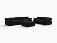 Éther Black 5-Seater Sofa Sets | 6-Piece (includes 1 ottoman), Velvet Fabric, Fixed Upholstery