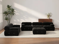 Éther Black 5-Seater Sofa Sets | 6-Piece (includes 1 ottoman), Velvet Fabric, Fixed Upholstery