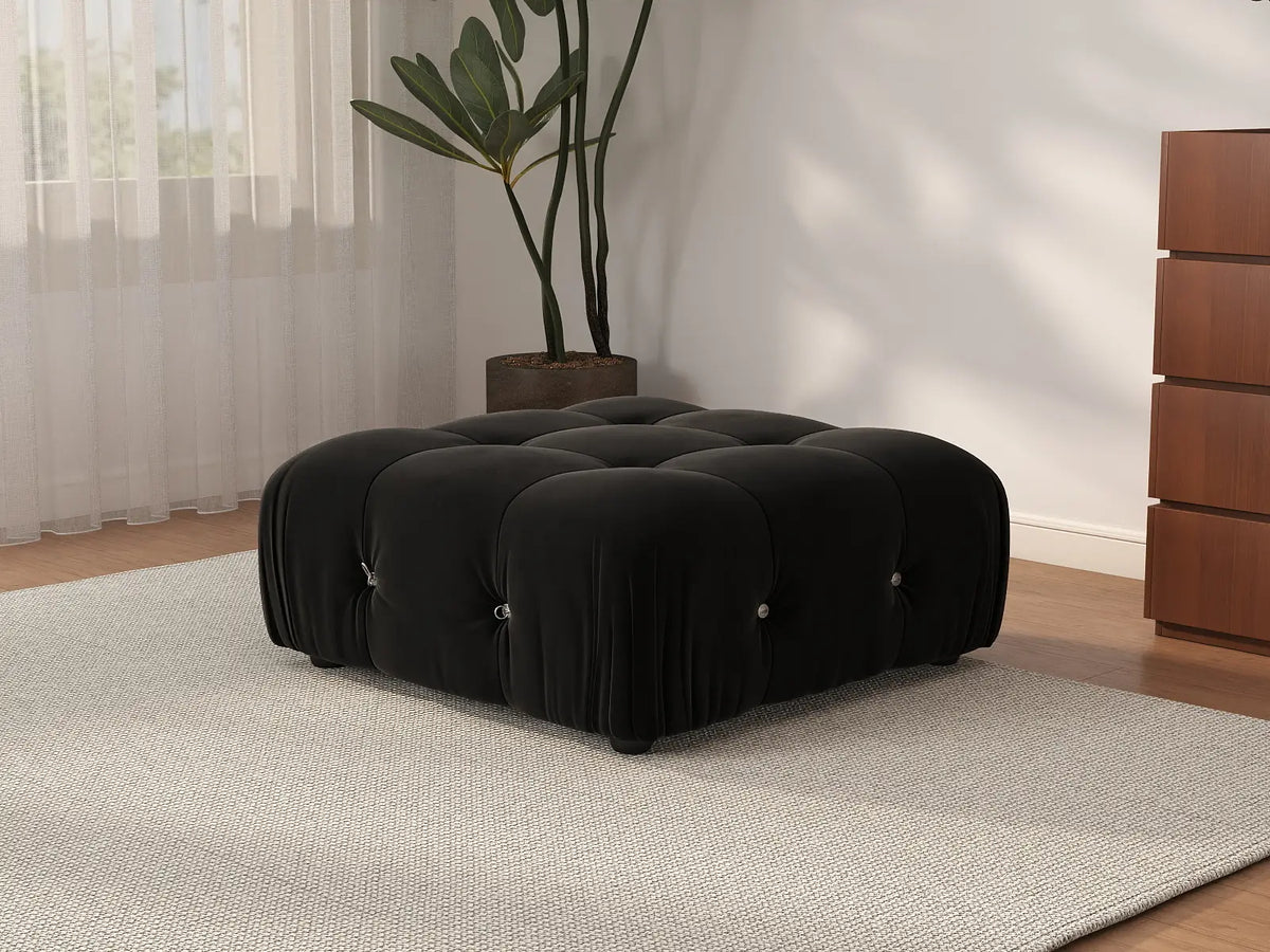 Otomana modular Matrix negra | 1 pieza, tela de terciopelo, ideal para apartamentos