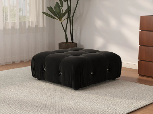 Otomana modular Matrix negra | 1 pieza, tela de terciopelo, ideal para apartamentos