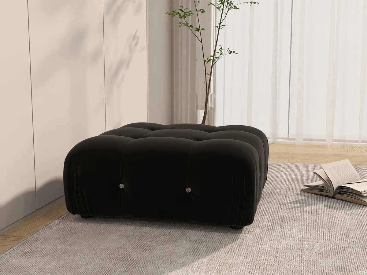Otomana modular Matrix negra | 1 pieza, tela de terciopelo, ideal para apartamentos