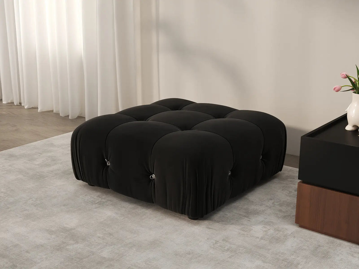 Otomana modular Matrix negra | 1 pieza, tela de terciopelo, ideal para apartamentos