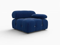 Éther Blue 1-Seater Single Sofa | 1-Piece, Velvet Fabric, Fixed Upholstery