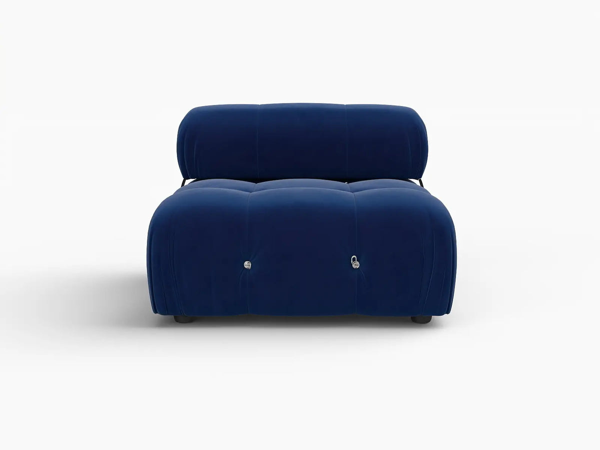 Éther Blue 1-Seater Single Sofa | 1-Piece, Velvet Fabric, Fixed Upholstery