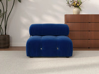 Éther Blue 1-Seater Single Sofa | 1-Piece, Velvet Fabric, Fixed Upholstery