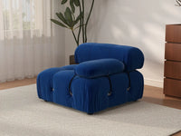 Éther Blue 1-Seater Single Sofa | 1-Piece, Velvet Fabric, Fixed Upholstery
