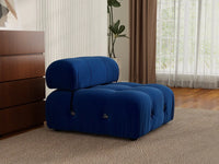 Éther Blue 1-Seater Single Sofa | 1-Piece, Velvet Fabric, Fixed Upholstery