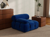 Éther Blue 1-Seater Single Sofa | 1-Piece, Velvet Fabric, Fixed Upholstery