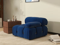 Éther Blue 1-Seater Single Sofa | 1-Piece, Velvet Fabric, Fixed Upholstery