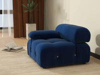 Éther Blue 1-Seater Single Sofa | 1-Piece, Velvet Fabric, Fixed Upholstery