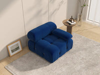 Éther Blue 1-Seater Single Sofa | 1-Piece, Velvet Fabric, Fixed Upholstery