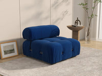 Éther Blue 1-Seater Single Sofa | 1-Piece, Velvet Fabric, Fixed Upholstery