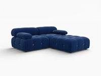Éther Blue 2-Seater Chaise Sectionals | 3-Piece (includes 1 ottoman), Velvet Fabric, Fixed Upholstery