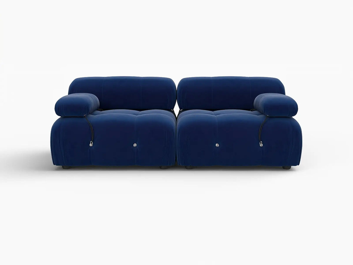Éther Blue 2-Seater Loveseats | 2-Piece, Velvet Fabric, Fixed Upholstery