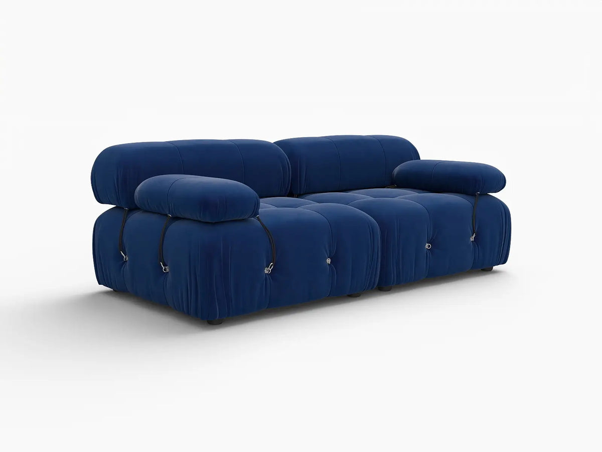 Éther Blue 2-Seater Loveseats | 2-Piece, Velvet Fabric, Fixed Upholstery