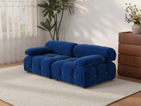 Éther Blue 2-Seater Loveseats | 2-Piece, Velvet Fabric, Fixed Upholstery