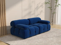 Éther Blue 2-Seater Loveseats | 2-Piece, Velvet Fabric, Fixed Upholstery