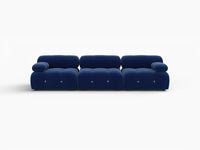 Éther Blue 3-Seater Couch Sectionals | 3-Piece, Velvet Fabric, Fixed Upholstery