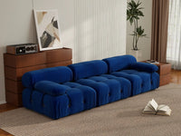 Éther Blue 3-Seater Couch Sectionals | 3-Piece, Velvet Fabric, Fixed Upholstery