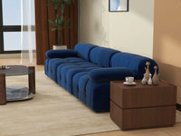 Éther Blue 3-Seater Couch Sectionals | 3-Piece, Velvet Fabric, Fixed Upholstery