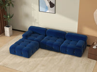 Éther Blue 3-Seater L-Shaped Sectionals | 4-Piece (includes 1 ottoman), Velvet Fabric, Fixed Upholstery