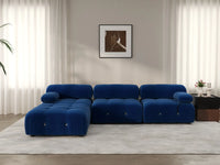 Éther Blue 3-Seater L-Shaped Sectionals | 4-Piece (includes 1 ottoman), Velvet Fabric, Fixed Upholstery