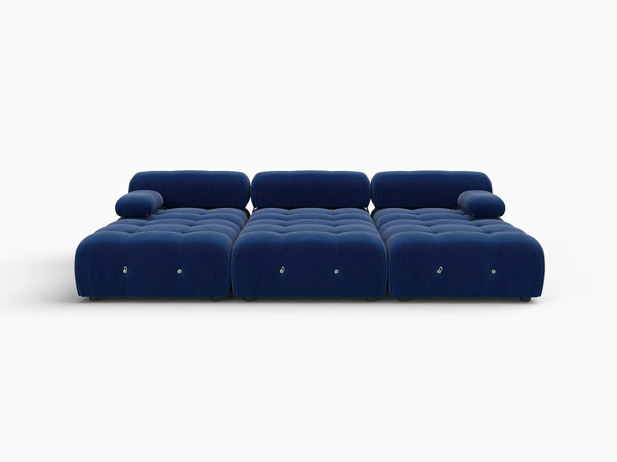 Éther Blue 3-Seater Pit Sectionals | 6-Piece (includes 3 ottomans), Velvet Fabric, Fixed Upholstery