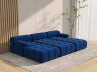 Éther Blue 3-Seater Pit Sectionals | 6-Piece (includes 3 ottomans), Velvet Fabric, Fixed Upholstery
