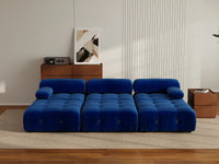 Éther Blue 3-Seater Pit Sectionals | 6-Piece (includes 3 ottomans), Velvet Fabric, Fixed Upholstery