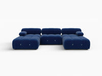 Éther Blue 3-Seater U-Shaped Sectionals | 5-Piece (includes 2 ottomans), Velvet Fabric, Fixed Upholstery