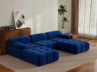 Éther Blue 3-Seater U-Shaped Sectionals | 5-Piece (includes 2 ottomans), Velvet Fabric, Fixed Upholstery