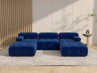 Éther Blue 3-Seater U-Shaped Sectionals | 5-Piece (includes 2 ottomans), Velvet Fabric, Fixed Upholstery