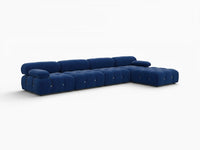 Sofá modular en forma de L Matrix de 4 plazas, color azul | 5 piezas (incluye 1 otomana), tela de terciopelo, gran capacidad.