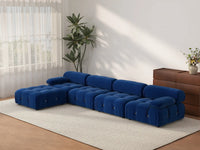 Sofá modular en forma de L Matrix de 4 plazas, color azul | 5 piezas (incluye 1 otomana), tela de terciopelo, gran capacidad.